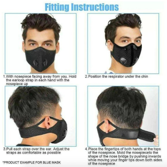 Face Sports Mask Gray with Active Carbon Filter & Breathing Valves - Picture 8 of 8